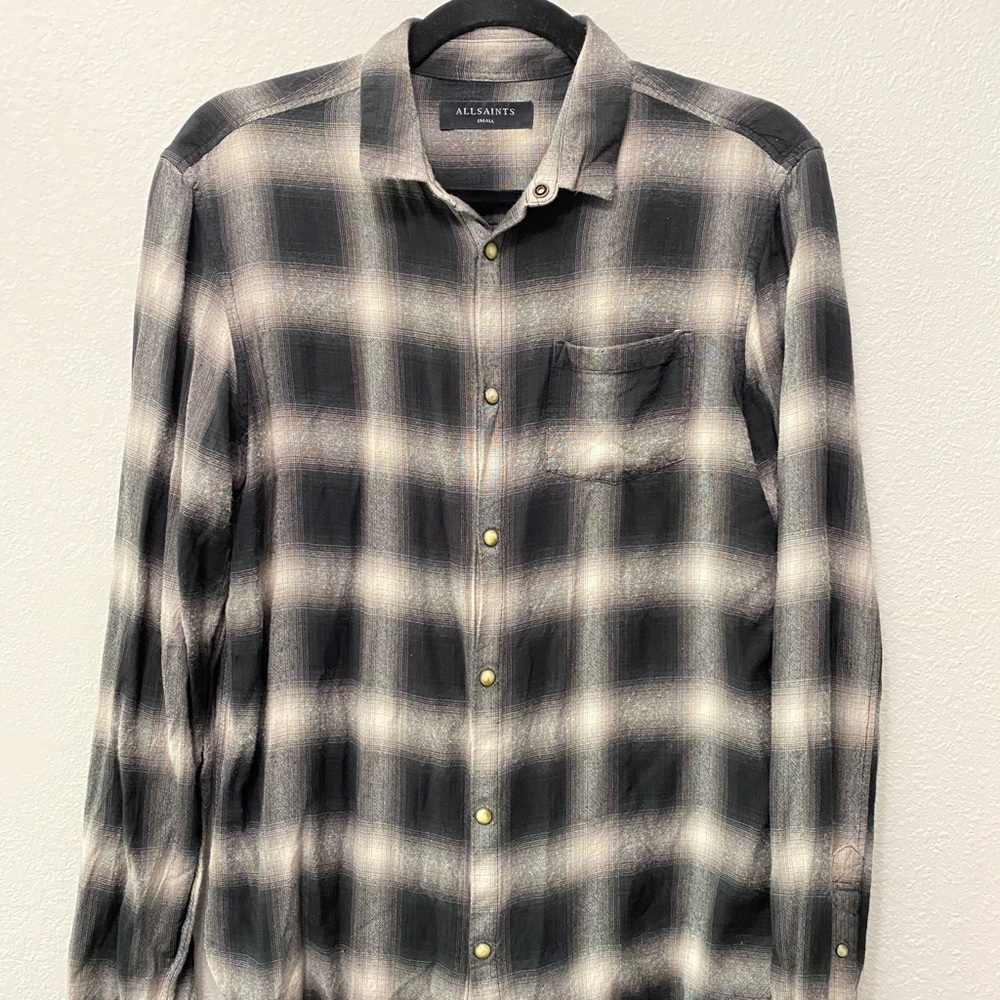All Saints Men's Plaid Shirt